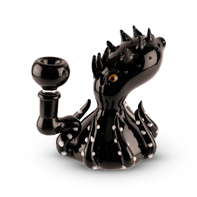 Custom Glass 6" Black Octopus Rig Water Pipe