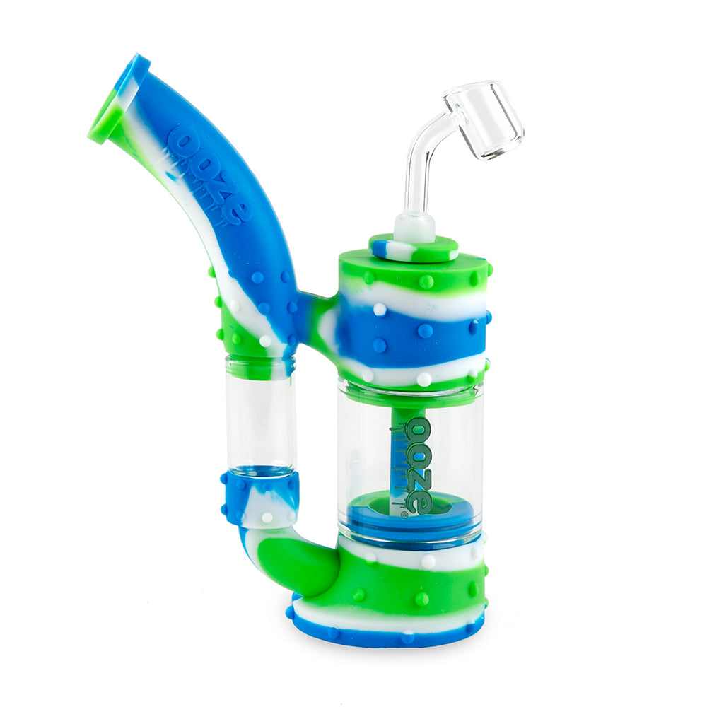 Ooze Stack Pipe Silicone Bubbler - Blue / White / Green