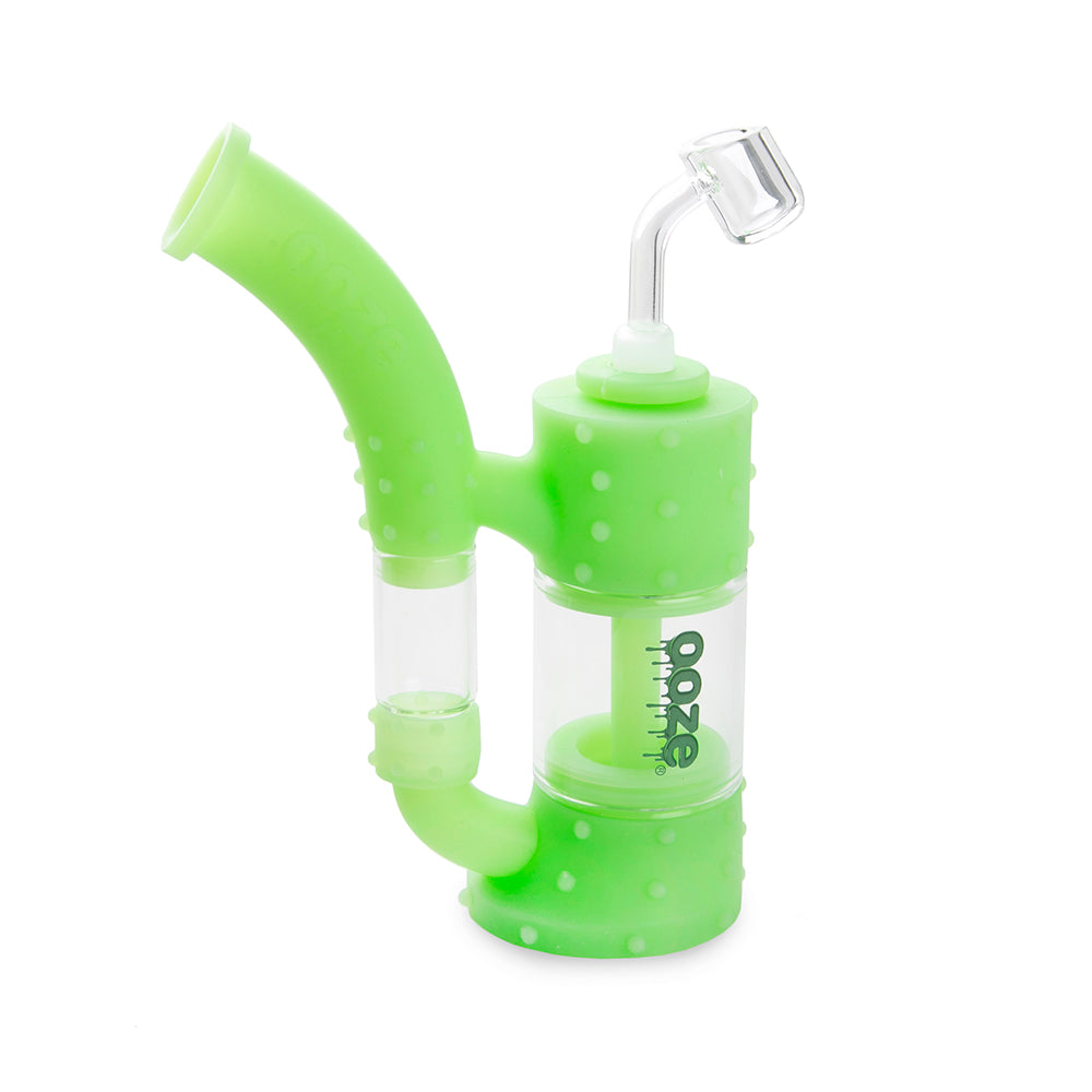 Ooze Stack Pipe Silicone Bubbler - Green Glow